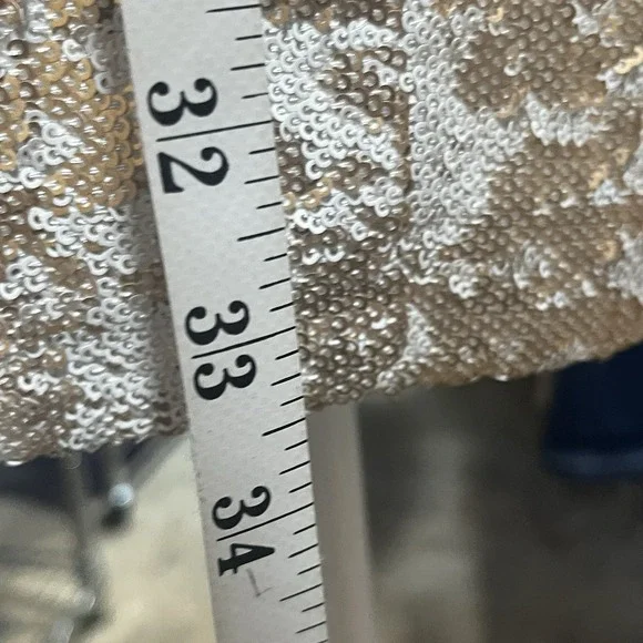 Dress the Population Sz XSmall Gold & White Sequin Mini Dress Party Stretch - Picture 6 of 13